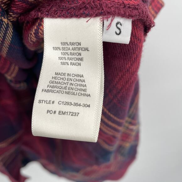 Anthropologie Cloth & Stone Homestead Plaid Off the Shoulder Blouse // S - Picture 7 of 11